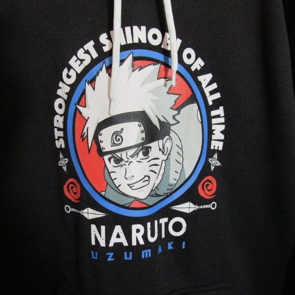 Vtg Naruto Shippuden Strongest Shinobi Black Hoodie Spell Out EUC - READ - Picture 4 of 11